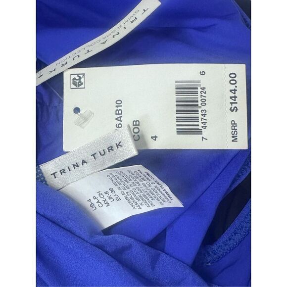 New. Trina Turk blue one piece. Size 4. Retails $144 - Picture 10 of 10